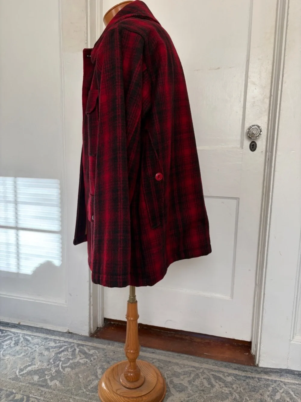 Woolrich Red and Black Plaid Military Field Jacket - Picture 2 of 10